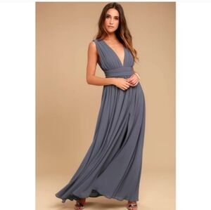 Lulu's Slate Blue Maxi Dress